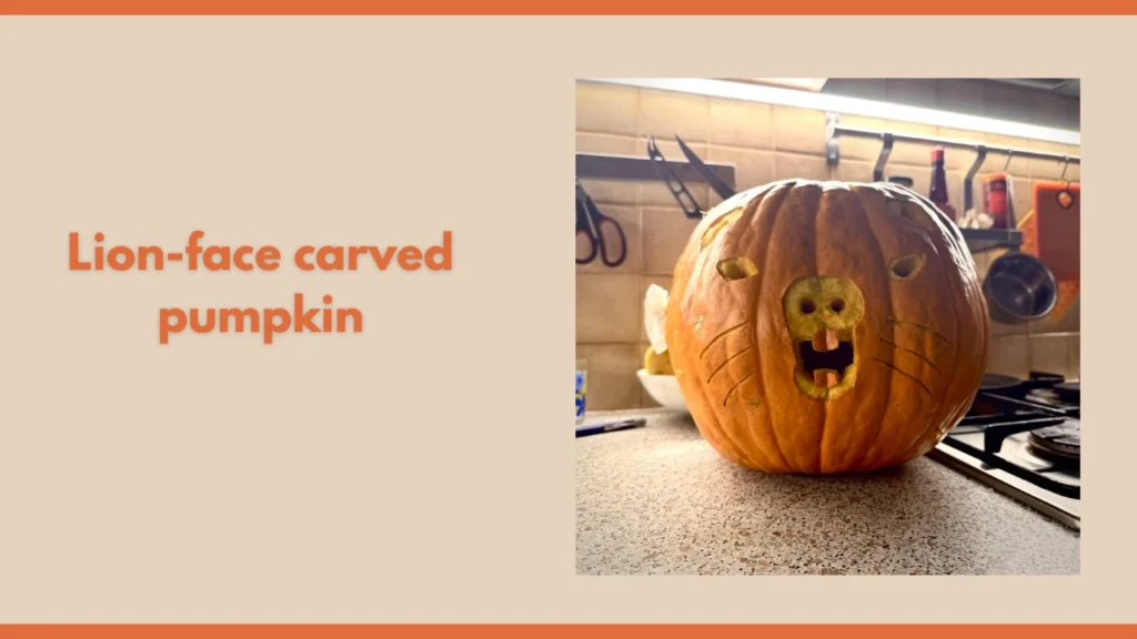 Lion-face carved pumpkin