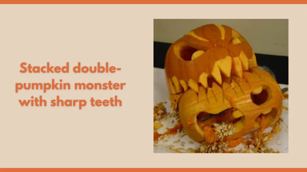 Stacked double-pumpkin monster with sharp teeth
